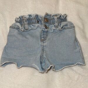 Zara Light Blue Denim Paperbag Waist Shorts